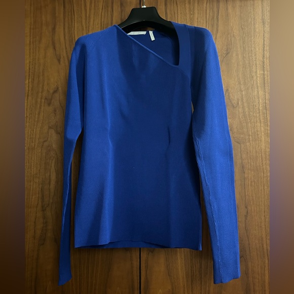 Helmut Lang Royal Blue Ribbed Knit Top - Picture 2 of 11
